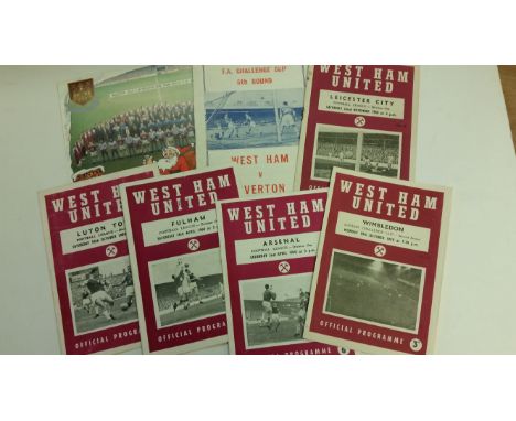 FOOTBALL, West Ham selection, inc. programmes (6), v Leicester 1958, Wimbledon, Luton Town (both 1959), Arsenal, Fulham (both