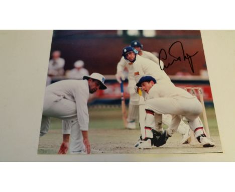 CRICKET, signed press photos, mainly action shots, inc. Cork, Graham Thorpe, Nick Knight, Defreitas, Ramprakash, Hick, Gough,