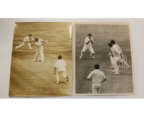 CRICKET, original press photos, 1972, England v Australia, showing Grieg batting; Edwards b Underwood; Stachpole, press agenc