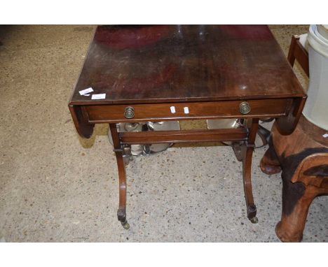 MAHOGANY DROP LEAF SOFA STYLE TABLE, 69CM WIDE