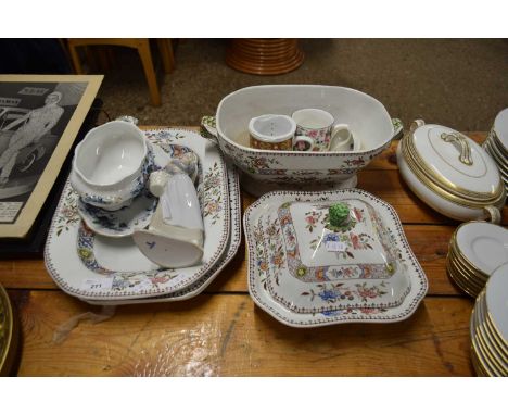 MIXED LOT VARIOUS CERAMICS TO INCLUDE A QUANTITY OF COPELAND SPODE 'SPODE'S NIGEL' DINNER WARES AND A LLADRO FIGURINE ETC