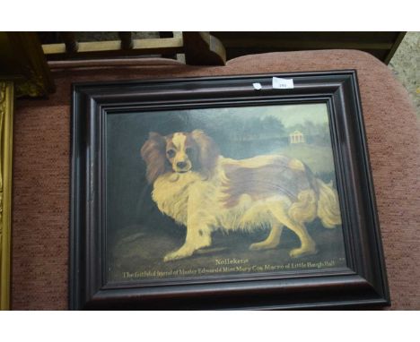 CONTEMPORARY COLOURED PRINT OF A SPANIEL ENTITLED 'NOLLEKENS', FRAMED