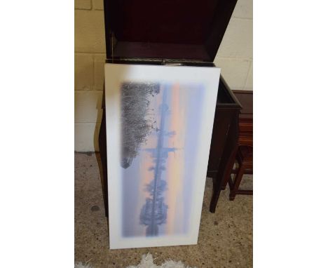 CONTEMPORARY PHOTOGRAPHIC PRINT ON CANVAS, BROADLAND SCENE WITH WINDMILL