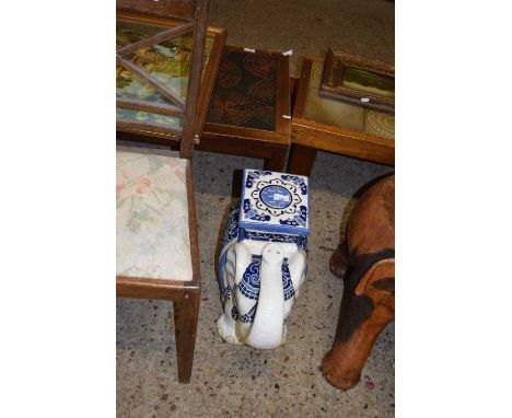 CERAMIC STOOL MODELLED AS AN ELEPHANT, 50CM WIDE