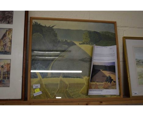 JOHN NASH 'THE CORNFIELD', COLOURED PRINT, F/G