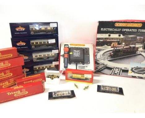 2 Boxes Containing Boxed Bachmann. Hornby and Tri-Ang Coaches. Rolling Stock and accessories.(2).