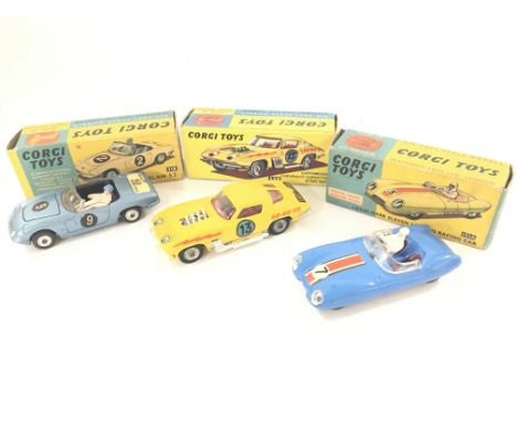 3X Boxed Corgi Vehicles including a Lotus Elan S2. #318 a Lotus Mark Eleven Le Mans #151A and a Customised Chevrolet.