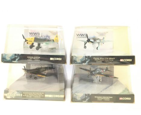 4 X Boxed Corgi WWII Legends. 1:72 Scale. #S AA32507. AA34303. AA31909 and AA33105.