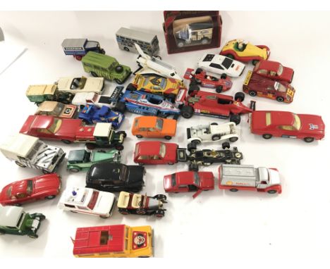 A Box Containing A Collection Of Playworn Diecast including Corgi. Matchbox. Britainâ€™s etc.