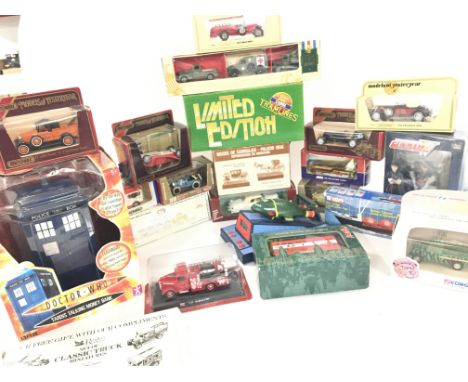 A Collection of Boxed Die-Cast including Corgi. Matchbox and a Boxed Doctor Who Tardis.