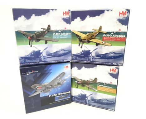 4 X Boxed Hobby Master Aircraft 1:72 Scale. A Warhawk P-40N. A P-400 Air Cobra. A P-39q Air Cobra and a P-39N Air Cobra.