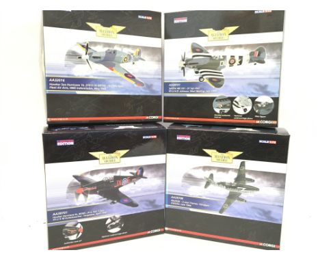 A Collection of boxed Corgi Aviation Archive Aircraft 1:72 Scale. A Hawker Sea Hurricane #AA32016. A Spitfire #AA38701. A Haw