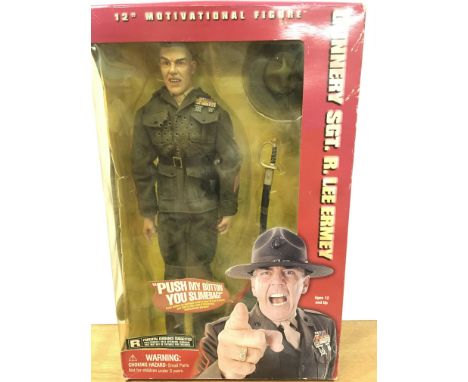 A Boxed Sideshow Toys Gunnery Sgt R Lee Ermey. Box is Worn.