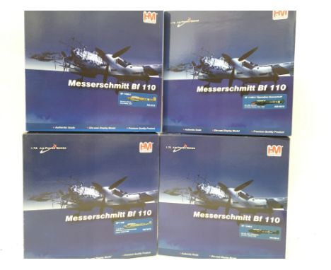 4 X Boxed Hobbymasters Diecast Aircraft 1:72 Scale All Messerschmitts. #s Ha1812. Ha1813.Ha1810 and Ha1814. (4).