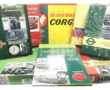 A Box Containing Boxed Bus Gift Sets. And A The Great Book Of Corgi.