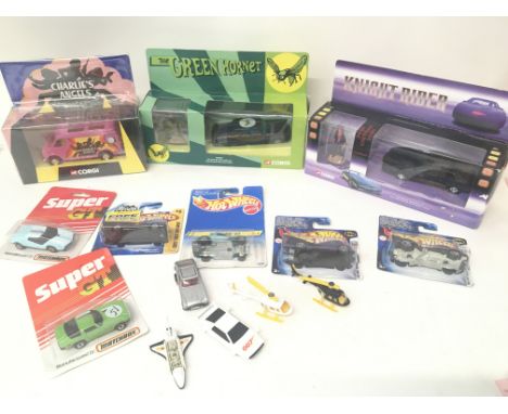 A Collection of Boxed and Loose Diecast Movie Vehicles including Hotwheels and Corgi.
