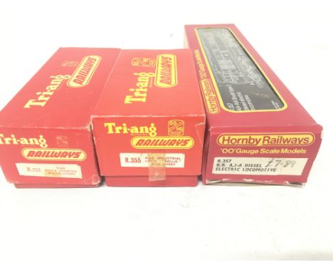 A Boxed Hornby 00 Gauge BR A-I-A Diesel Electric Loco #R.357 a Tri-Ang Dock Shunter Black #R.253 and a 0-4-0 Industrial Loco 