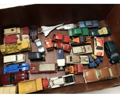 Collection of various playworn model vehicles including monkeymobile by corgi and others NO RESEREVE