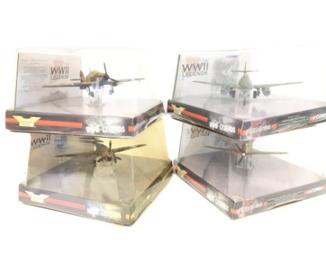 4 Boxed Corgi WWII Legends 1:72 Scale. Including #s AA35701. AA32105. AA 35201 and AA32009.