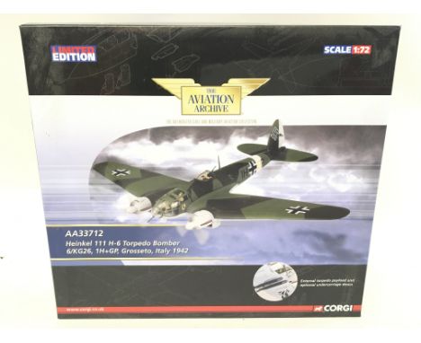 A Boxed Corgi Aviation Archive 1:72 Scale Heinkel 111 H-6 Torpedo Bomber. #AA33712.