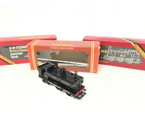 3 X Boxed Hornby 00 Gauge Locomotives. G.W.R. Loco pannier Tank #R.042. A L.N.E.R. Loco J.83 Class #R.252 and a G.W.R. Pannie