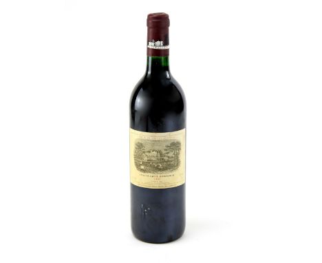 One bottle of Chateau Lafite Rothschild Paullac, 1992 vintage red wine. Provenance: gifted to the vendor on their wedding day