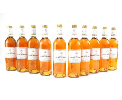 Ten bottles of 2001 vintage Chateau Lafaurie-Peyraguey Premier Cru Sauternes (in original wooden case)