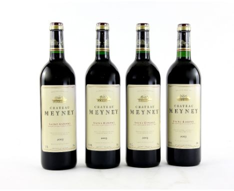 Four bottles of Chateau Meyney Saint Estephe, 2003 vintage red wine (4)
