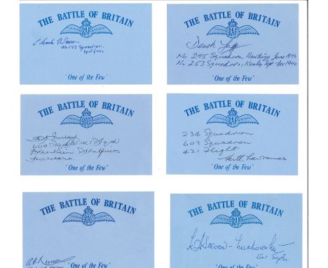 Military Battle of Britain collection 9, 5x3 Battle of Britain signed One of the Few blue cards signatures include Keith Lawr