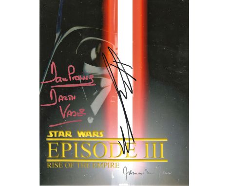 Star Wars 10x8 Darth Vader Star Wars Episode III Triple signed colour photo by Dave Prowse, Hayden Christensen and James Earl