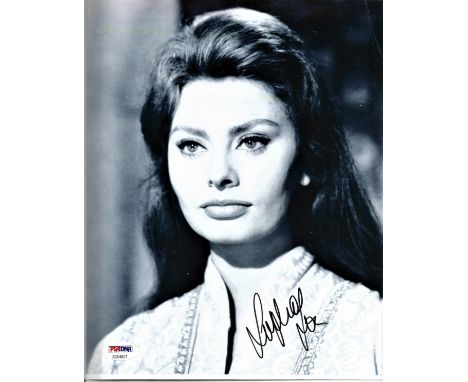 Film and TV Sophia Loren 10x8 signed b/w photo c/w PSA DNA certificate. Sofia Villani Scicolon, known as Sophia Loren, Dame o