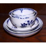 An 18th century "Fence" pattern tea bowl and saucer, a Liverpool Pennington tea bowl and three other