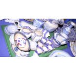 A collection of assorted 19th century blue transfer decorated wares (damages)