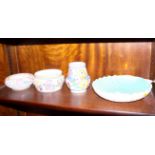 Three pieces of Poole Pottery Adams Stabler pottery, each decorated with flowers, bearing