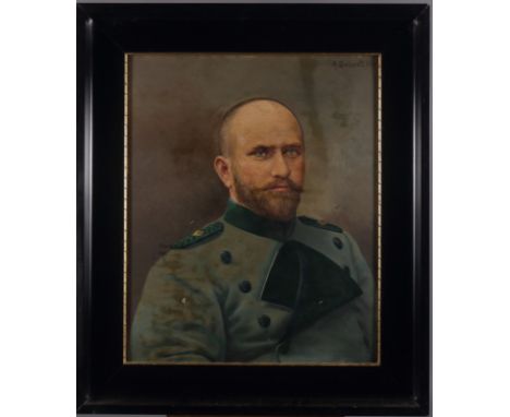 A Gerthardt: a mid 20th century oil, head and shoulders portrait of a German forestry officer in uniform, signed and dated 19