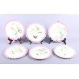 A set of six butterfly decorated ribbon edge plates, 7 1/2" dia, and a number of other decorative