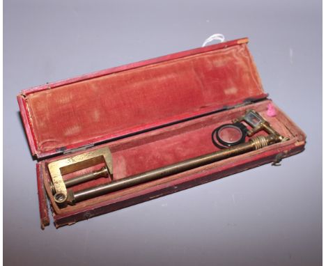 A brass camera lucida, in fitted case