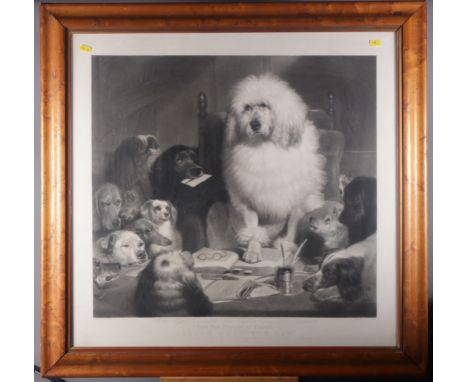 After Landseer: a 19th century steel engraving "Lord High Chancellor of England", in maple frame, and Wallace Hester: a signe