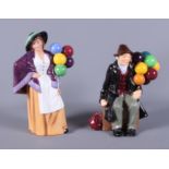 A Royal Doulton china figure, Balloon Man HN1954, together with a Royal Doulton figure, Balloon Lady
