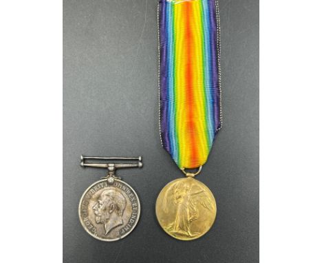 WWI Medals: Victory and Great War Medal R-22179 PTE A Elkins K.RIF.C.