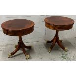 A pair of Regency style drum tables (H60cm Dia54cm)