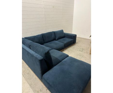 A Swoon John Lewis velvet ink blue 4 seater corner sofa, 265cm x 245cm 