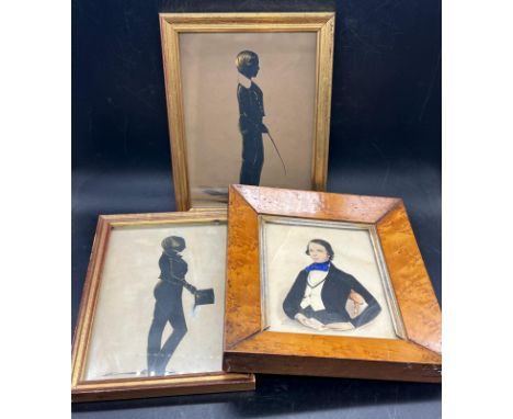 Two framed silhouette and a portrait signed E.S Gibson 