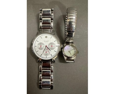 A Kate Spade chronograph gentleman's wristwatch and a stainless steel ladies wristwatch with elasticated bracelet 