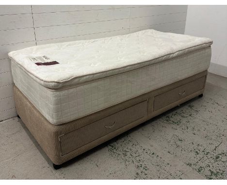 A single divan bed with drawers to base and Monet mattress 