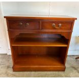 A two drawer veneered side cabinet with shelf under (H78cm W79cm D32cm)