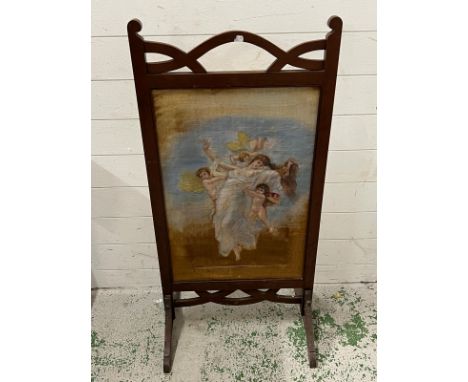 A mahogany fire screen (H107cm W52cm)