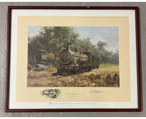 A signed David Shepherd limited edition print "The Zambezi Sawmills Railway". Framed and glazed, No. 504/850. Print carries F