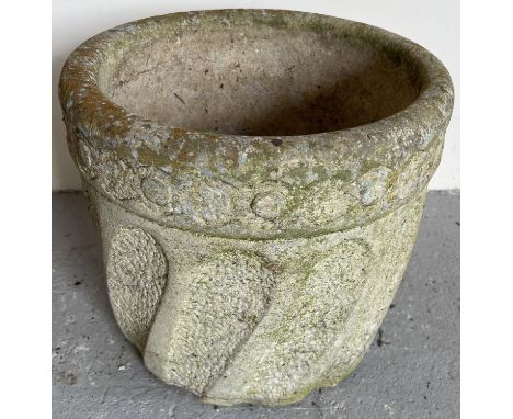 A large 'Arveci Products' circular shaped garden planter with channelled design and detailed rim. Model 'Tub 1', named inside