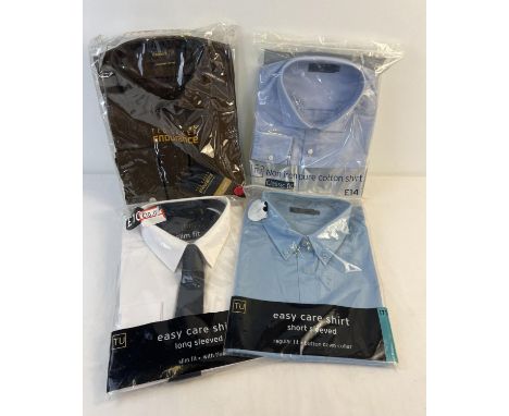 4 new men's shirts in unopened packaging. Ted Baker Endurance shirt, in bronze (42 - 16.5) and 3 shirts from TU with 17 &amp;